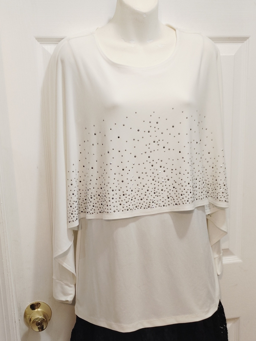 PICADILLY, White Embellished Layered Women's Top